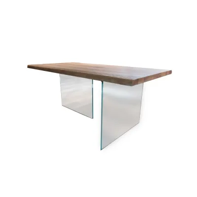 TavoloBello Tavolo fisso Klass con struttura in cristallo e piano a scelta da 200x100 cm - Con 2 allunghe optional - VOUCHER EXTRA 19% NEL CARRELLO