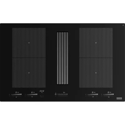 Franke: Piano cottura a induzione con cappa filtrante Mythos 2Gether Icon Steel FMY 8391R HI 340.0705.335 finitura nero da 83