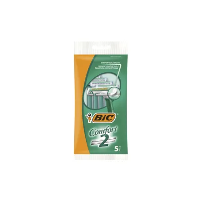Bic Confort 2 Conf. 5 Rasoi Monouso 2 Lame Striscia Lubrificante Aloe Vera 838535
