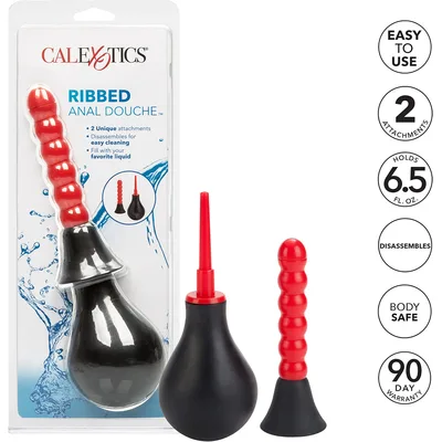 Doccia Anale Clistere con 2 Beccucci Pulizia Intima Enema Nero Rosso Unisex