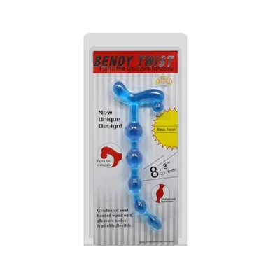 Palline anali Bendy Twist Blue 22,5 cm TPR flessibili nodi stimolanti unisex