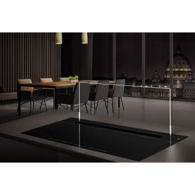 Airone Cappa downdraft Botticelli Full Glass finitura vetro nero con vetro trasparente da 90 cm - Senza motore