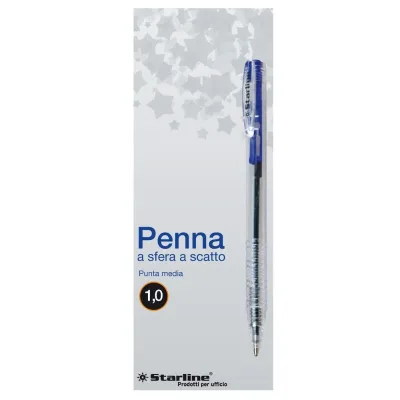 Penna a sfera a scatto BLU punta 1,0mm Conf 20 pezzi