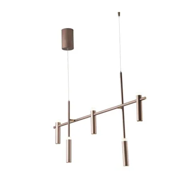 Lampadario a sospensione LED bronzo con 5 diffusori, 36W, Luce naturale, 120x125cm