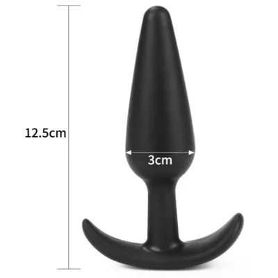 Plug anale slim silicone 12,5 cm base ergonomica sex toy waterproof nero