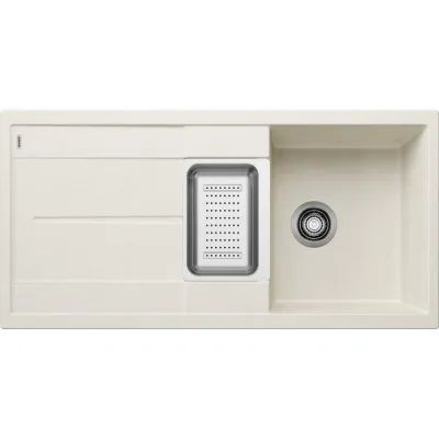Blanco Lavello una vasca con vaschetta e gocciolatoio METRA 6 S 1527117 finitura soft white da 100x50 cm - Sopratop
