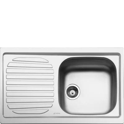 Smeg Lavello una vasca con gocciolatoio a sinistra LYP791S finitura acciaio inox AISI304 da 79 cm - IN PROMOZIONE FINO AL 30/06