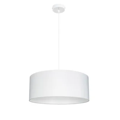 Lampada a sospensione in tessuto Bianco, 1E27 non inclusa, paralume diam 45x20cm