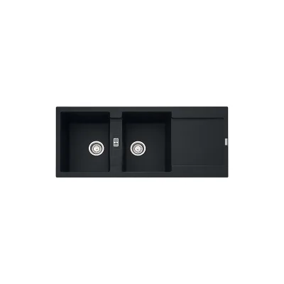 Franke: Lavello due vasche con gocciolatoio Maris MRG 621 114.0630.884 finitura fragranite black matt da 116x50 cm