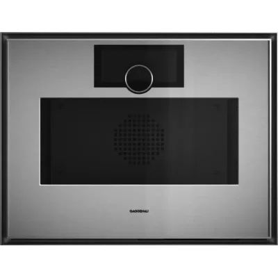 Gaggenau Forno compatto combinato a vapore con cerniere a sinistra da incasso GS451120 finitura inox e vetro fumè da 60 cm