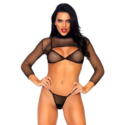 Completino Sexy Net Bikini Top Nero