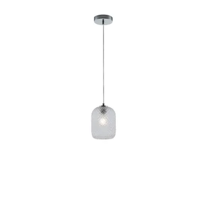 Lampadario elegante in vetro cristallo trasparente, lampadina E27, 15x150cm