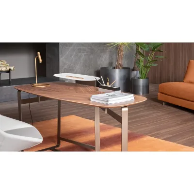 Bonaldo Scrittoio Gauss con struttura in metallo e piano in impiallacciato da 120x68 cm