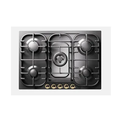 PRONTA CONSEGNA - Ilve Piano cottura gas Nostalgie HCB70CN finitura grafite mat/cromo da 70 cm