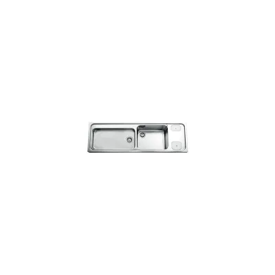 Alpes Lavello da appoggio a due vasche A5-5158/1V81V2C con vasca da 8 cm a destra in acciaio inox da 158 cm