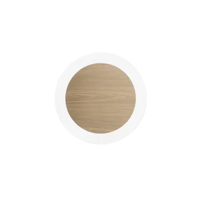 Plafoniera moderna rotonda nera, bianca e legno, in metallo e acrilico, 1 LED 35W, CCT, 40x40cm