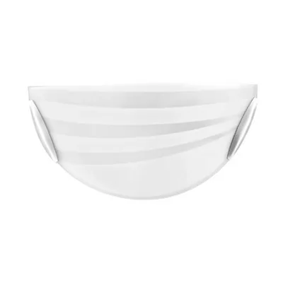 Applique in vetro bianco, con decori satinati, 1 luce E27, 35x15cm