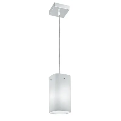 Sospensione moderna in vetro bianco, lampadina E27, 10x110cm