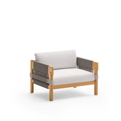 Unopiù Poltrona CORA in legno teak e corda - Con cuscino di seduta e schienale - IN PROMOZIONE FINO AL 6/07