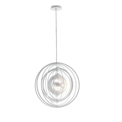 Lampadario a sospensione in metallo bianco, lampadina E27, 50x120cm