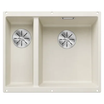 Blanco Lavello a una vasca dx con vaschetta SUBLINE 340/160-U Satin Gold 3527163 finitura soft white da 55x46 cm - Sottotop