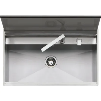 PRONTA CONSEGNA - Barazza Lavello una vasca LAB COVER 1LLB90 finitura inox satinato da 86x51 cm Con coperchio e miscelatore - IN PROMOZIONE FINO AL 5/09