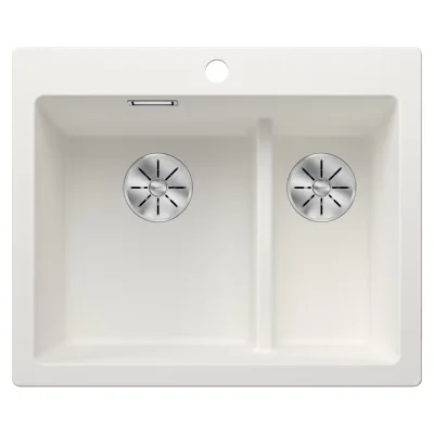 Blanco Lavello a una vasca con vaschetta PLEON 6 SPLIT Satin Gold 3521693 finitura bianco da 61x51 cm - Sopratop