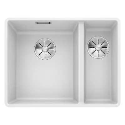 Blanco Lavello una vasca SX con vaschetta SUBLINE 340/160-F 1519805 finitura bianco da 55.2x42.7 cm - Filotop