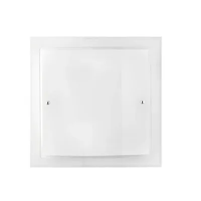 Plafoniera quadrata con doppio vetro curvato bianco, 2 luci E27, 30x30cm