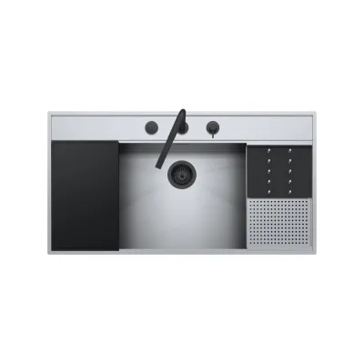 Barazza Lavello una vasca FLEXI KIT 1LFX101NK finitura inox satinato da 105x56 cm Con kit accessori e miscelatore