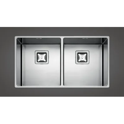 Fulgor Lavello sottotop a due vasche P2B 8343 QU finitura acciaio inox da 83.3x42.8 cm