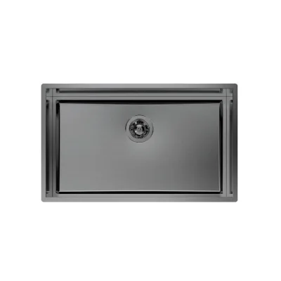 Foster Lavello una vasca 1257 856 finitura acciaio PVD gun metal da 78x47 cm - IN PROMOZIONE FINO AL 30/06