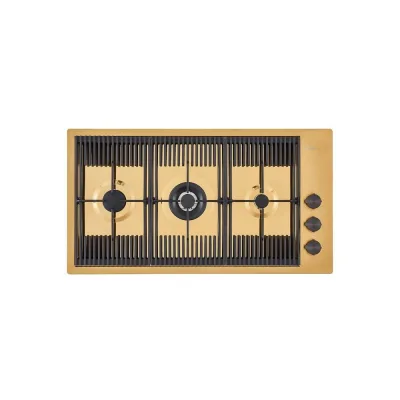 Foster Piano cottura a gas 7680 009 finitura acciaio PVD gold da 87 cm - IN PROMOZIONE FINO AL 30/06