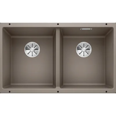 PRONTA CONSEGNA - Blanco | Lavello due vasche SUBLINE 350/350-U 1518598 finitura tartufo da 75.5x46 cm - Sottotop