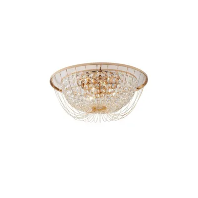Plafoniera in metallo e cristalli K9 oro, 4 luci E14, 45x22cm
