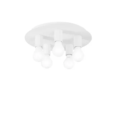 Plafoniera minimalista in metallo bianco, 5 luci E27, 35x8.6cm