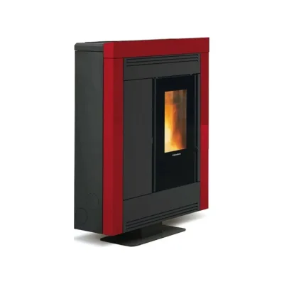 Extraflame Stufa a pellet canalizzata slim SOUVENIR PLUS STEEL 5.0 1293951 finitura bordeaux