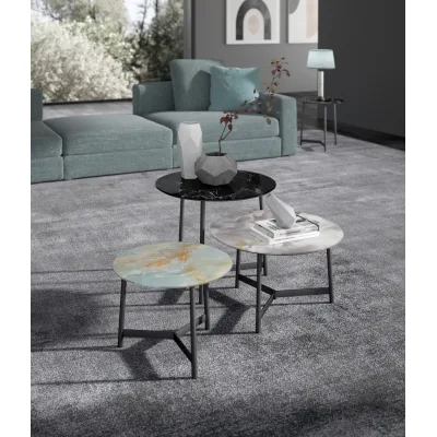 Maconi Tavolino rotondo Milord 1047 con piano in melaminico da 59 cm e h. 35 cm serie Coffee Table collection