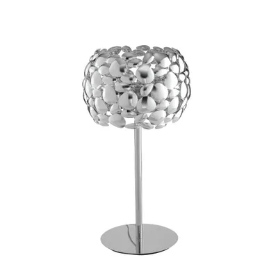 Lampada da tavolo moderna in metallo cromato, lampadina E27, 30x51cm
