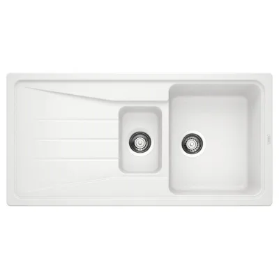Blanco Lavello una vasca con vaschetta e gocciolatoio SONA 6 S 1519855 finitura bianco da 100x50 cm - Sopratop
