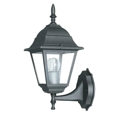 Applique lanterna per esterni nera in alluminio, 1 luce E27, 19.5x36cm