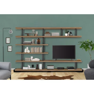 Altacorte Libreria fissa monofacciale Eco Layout 5 con struttura in ferro e ripiani in legno da 300 cm e h. 198 cm