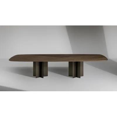 Bonaldo Tavolo fisso Geometric Table con struttura in metallo e piano in legno da 400x140 cm