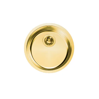 Foster Lavello rotondo a una vasca 1130 869 finitura acciaio PVD gold da Ø42.5 cm