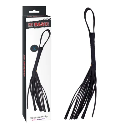 Frusta Pleasure Whip Frustino sexy nero pelle PU ottima qualità bondage BDSM 45 cm circa
