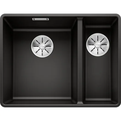 Blanco Lavello una vasca SX con vaschetta SUBLINE 340/160-F 1525984 finitura nero da 55.2x42.7 cm - Filotop