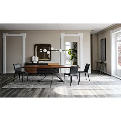 Cattelan Tavolo allungabile Premier Wood Driver con struttura in acciaio verniciato e piano in legno