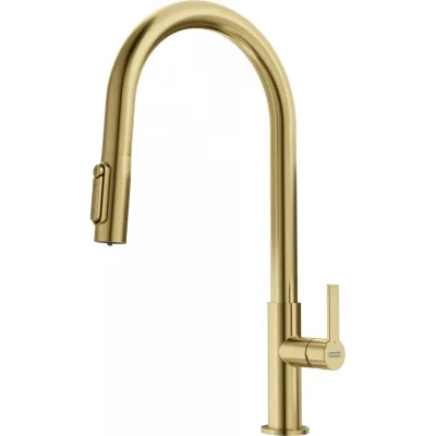 Franke: Miscelatore monocomando a tripla via Maris Slim Clear Water Doccia 120.0736.601 finitura gold