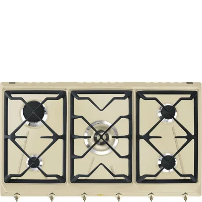 Smeg Piano cottura a gas SRV896POGH finitura panna da 90 cm