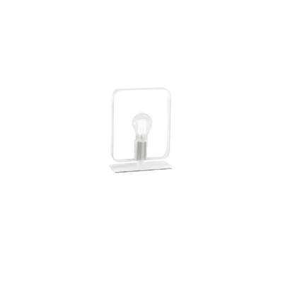 Lampada da tavolo contemporanea bianca e argento in metallo, lampadina E27, 19.5x24.8cm